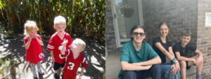 Deb Tremain's adopted children pictured on the left when they were toddlers and on the right as teenagers.